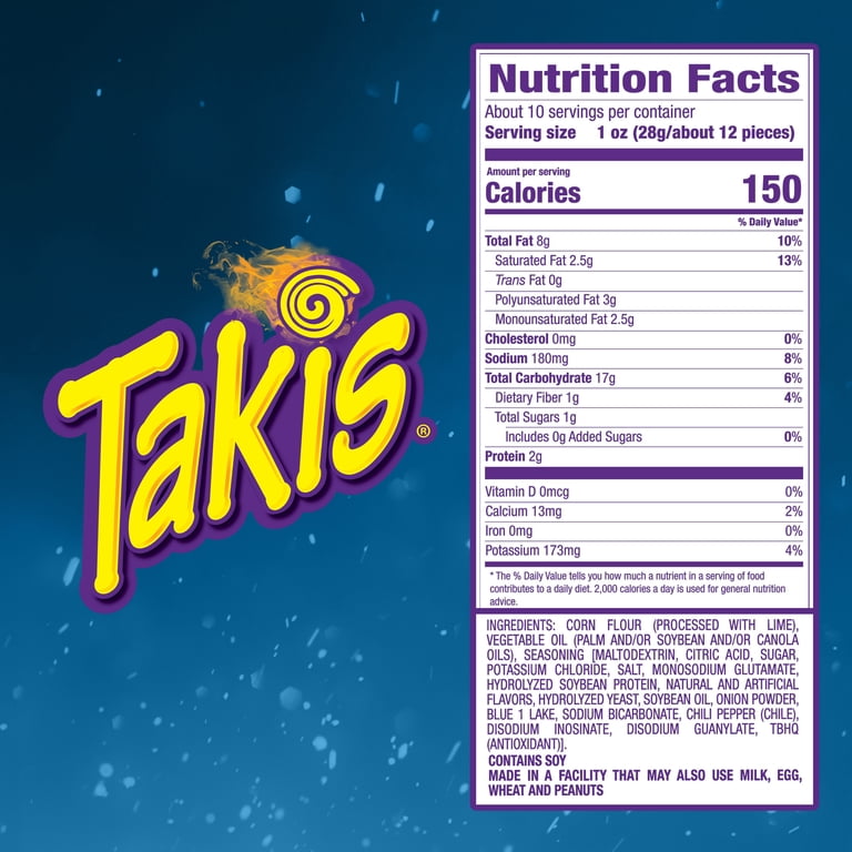 Takis Blue Heat Sharing Size Bag, Hot Chili Pepper Rolled Tortilla Chips