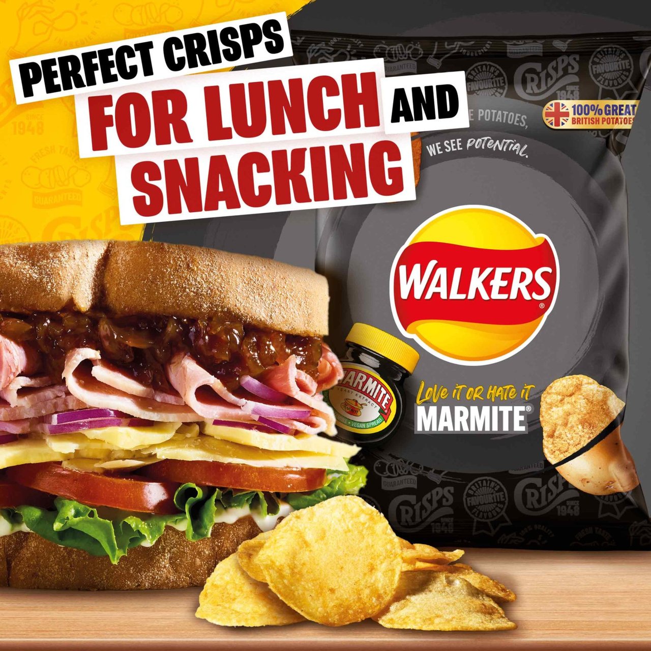 Walkers Marmite Multipack Crisps 6 per pack
