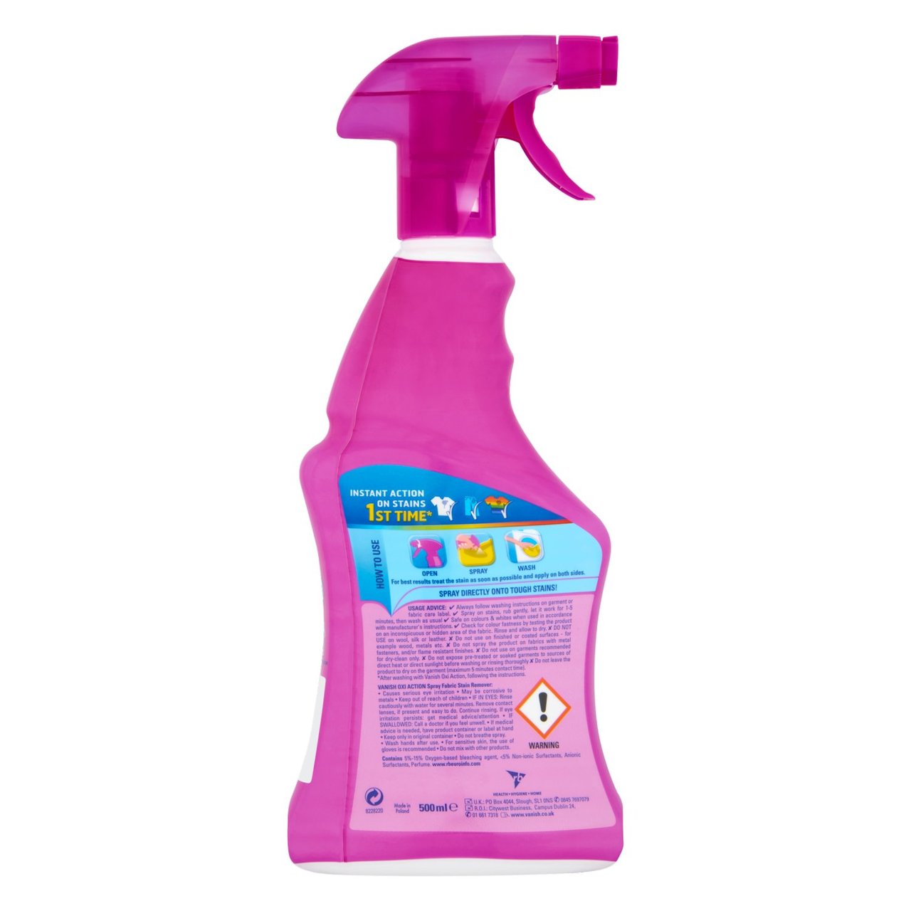 Vanish Oxi Action Fabric Stain Remover Pre-Wash Spray Colours 500ml