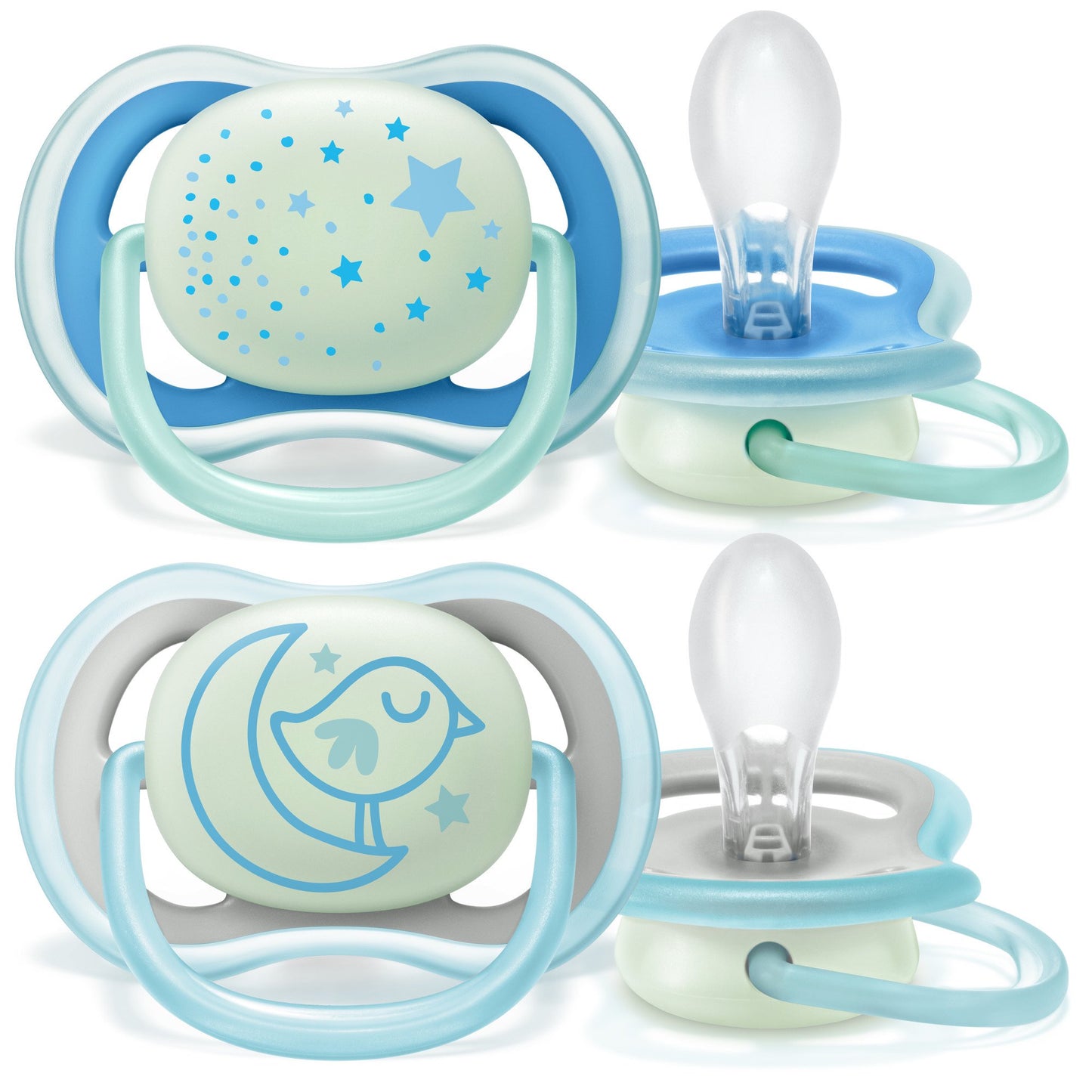 Philips Avent Ultra Air Nighttime Pacifier, 6-18 Months, Blue, 2 Pack