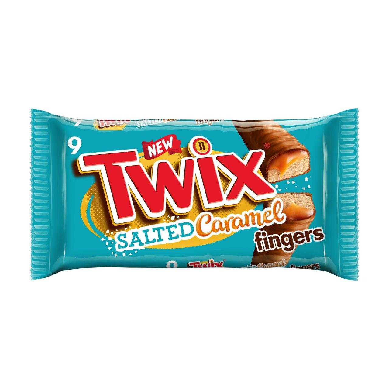 Twix Salted Caramel & Milk Chocolate Fingers Biscuit Snack Bars Multipack 9 x 20g