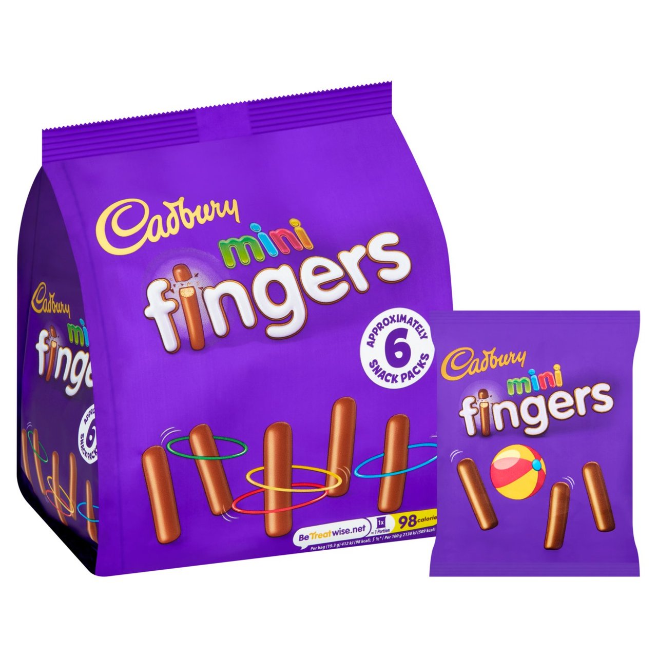 Cadbury Mini Fingers Chocolate Biscuits Snack Packs 116g