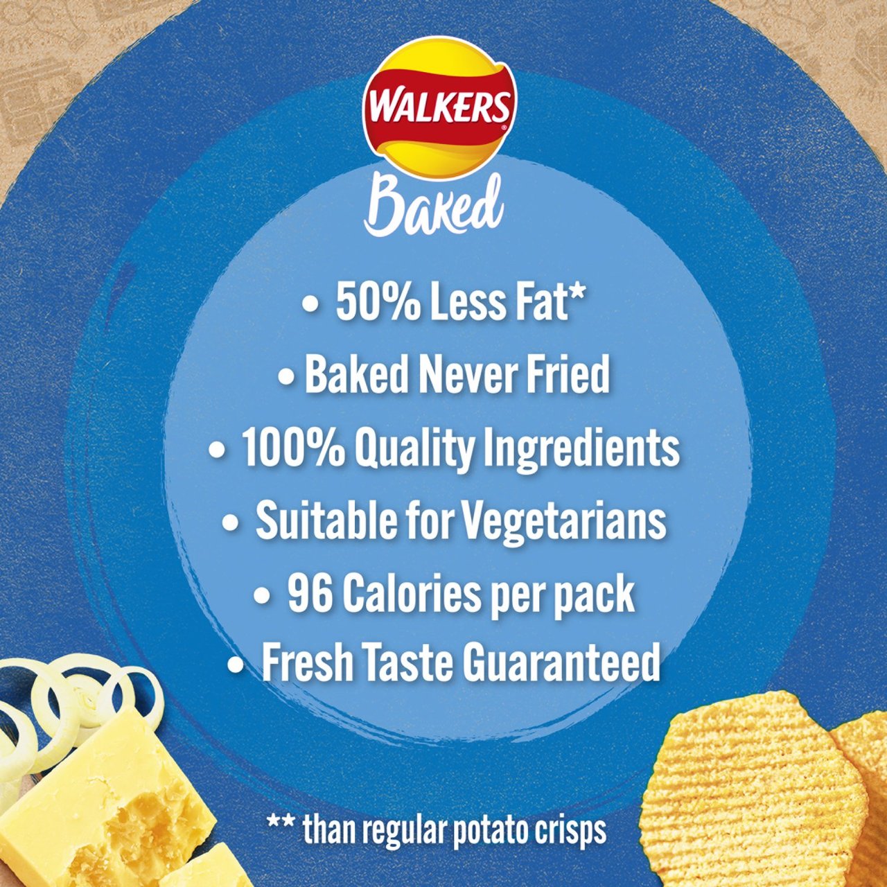 Walkers Baked Cheese & Onion Multipack Snacks 12 per pack