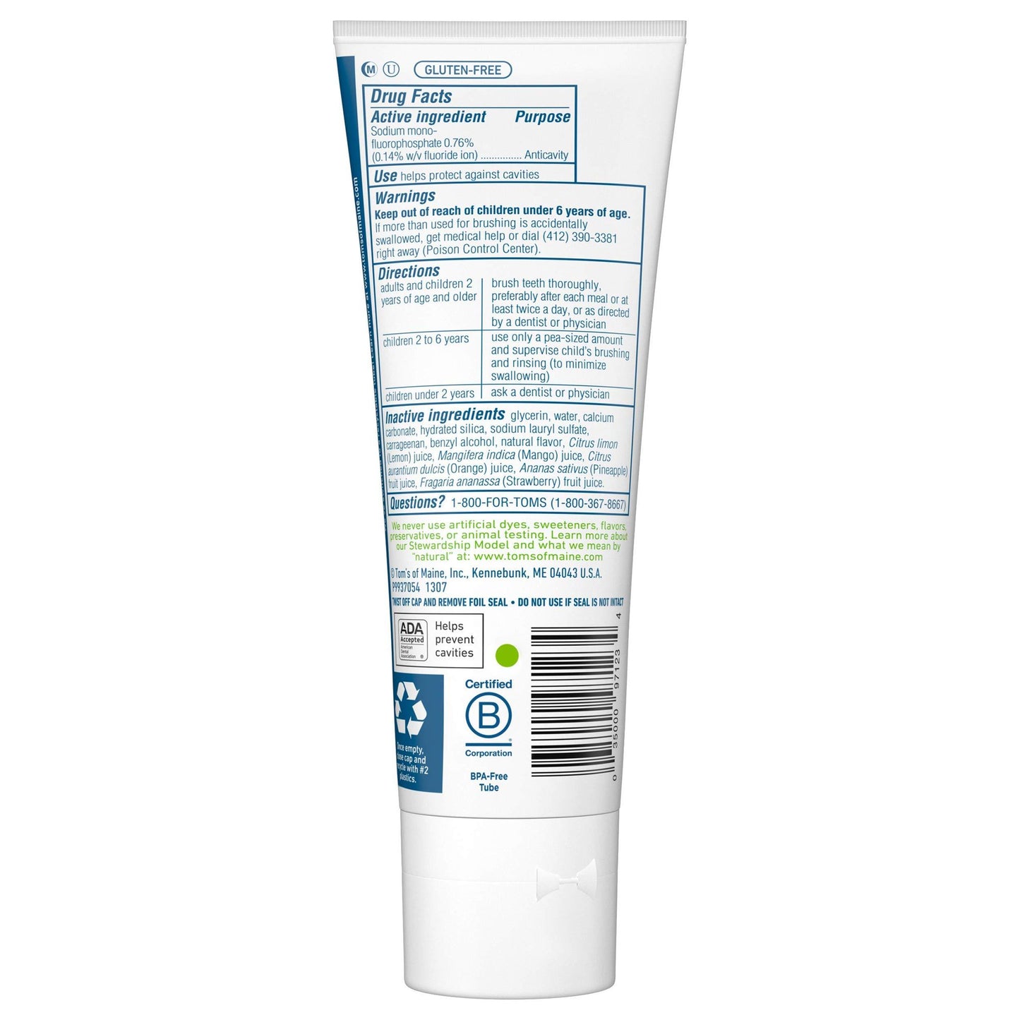 Tom's of Maine Anticavity Fluoride Kid's Natural Toothpaste, Silly Strawberry, 5.1 Ounce
