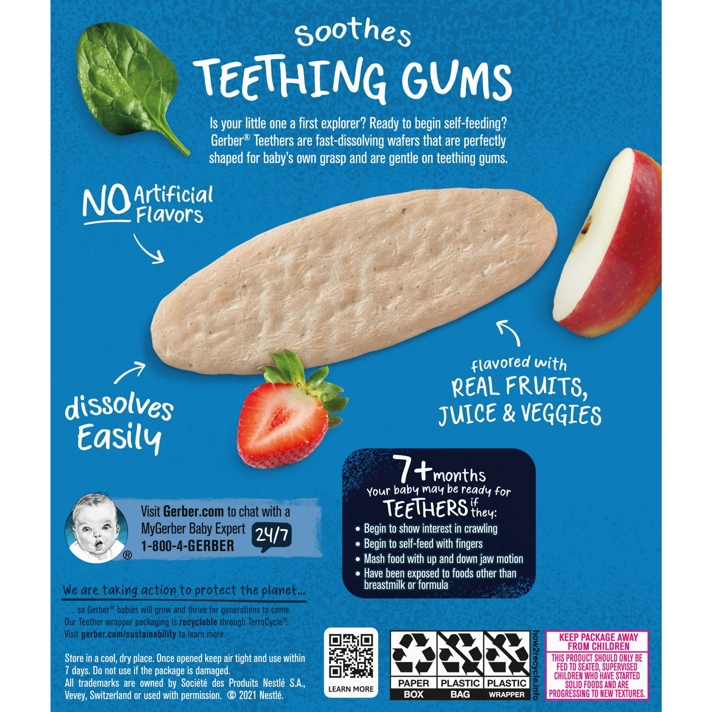 Gerber Snacks for Baby Teethers, Strawberry Apple Spinach