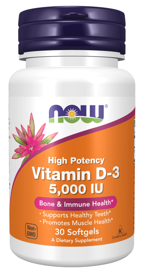 Now Vitamin D3 5000 IU 30 Softgels