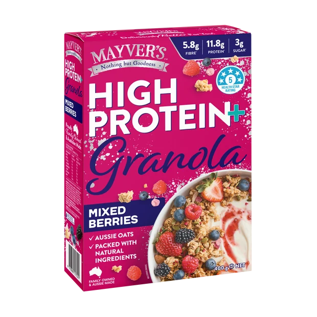 Mayver's High Protein+ Mixed Berries Granola 400g