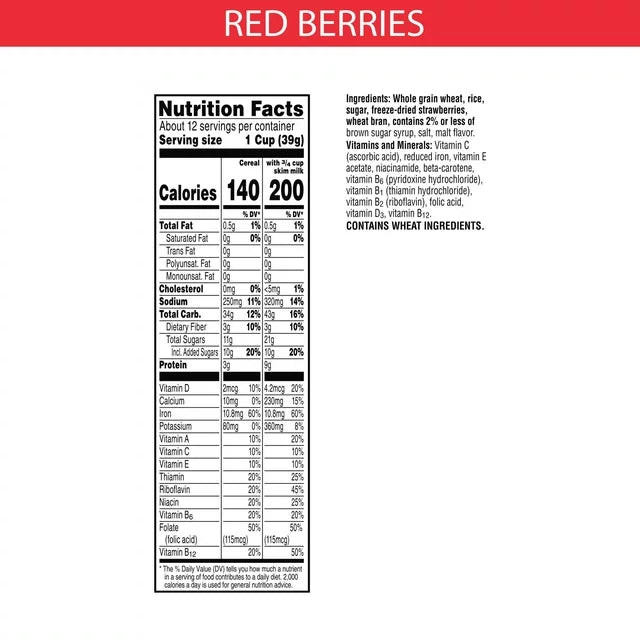 Kellogg's Special K Red Berries Breakfast Cereal, Family Size, 16.9 oz Box