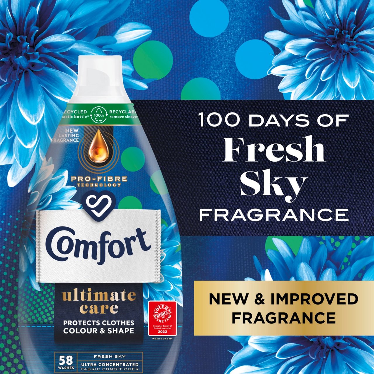 Comfort Intense Ultra Concentrated Fabric Conditioner Freshsky 58 Wash 870ml