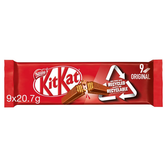 KitKat 2 Finger Milk Chocolate Biscuit Bar 9 x 20.7g