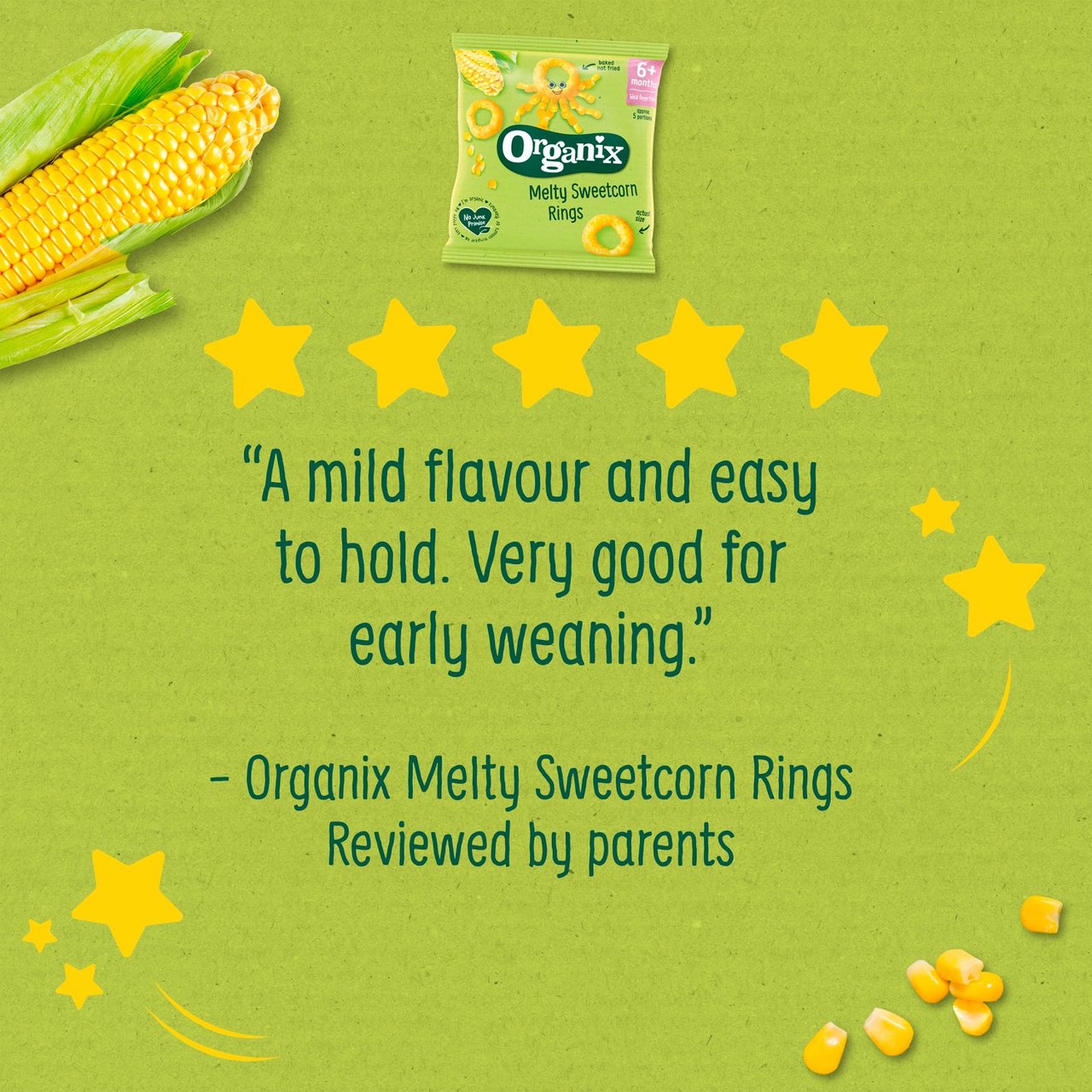 Organix Melty Sweetcorn Organic Rings Baby Snack 6 months+ 20g