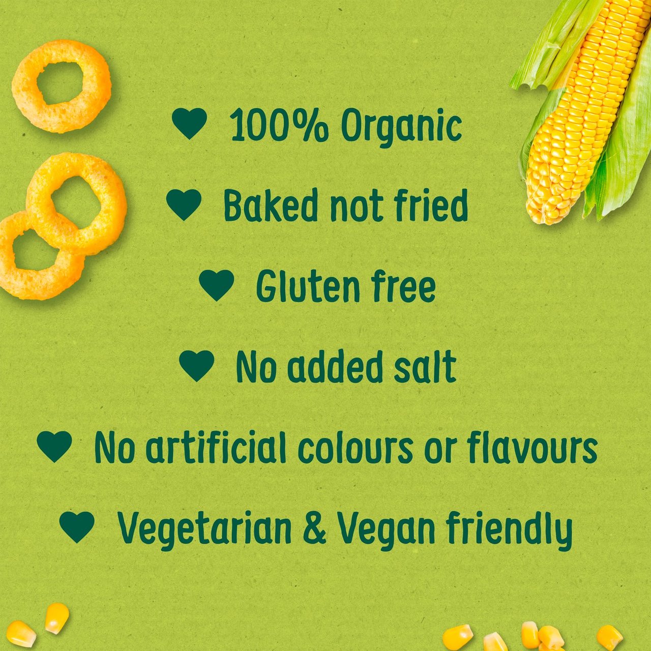 Organix Melty Sweetcorn Organic Rings Baby Snack 6 months+ 20g