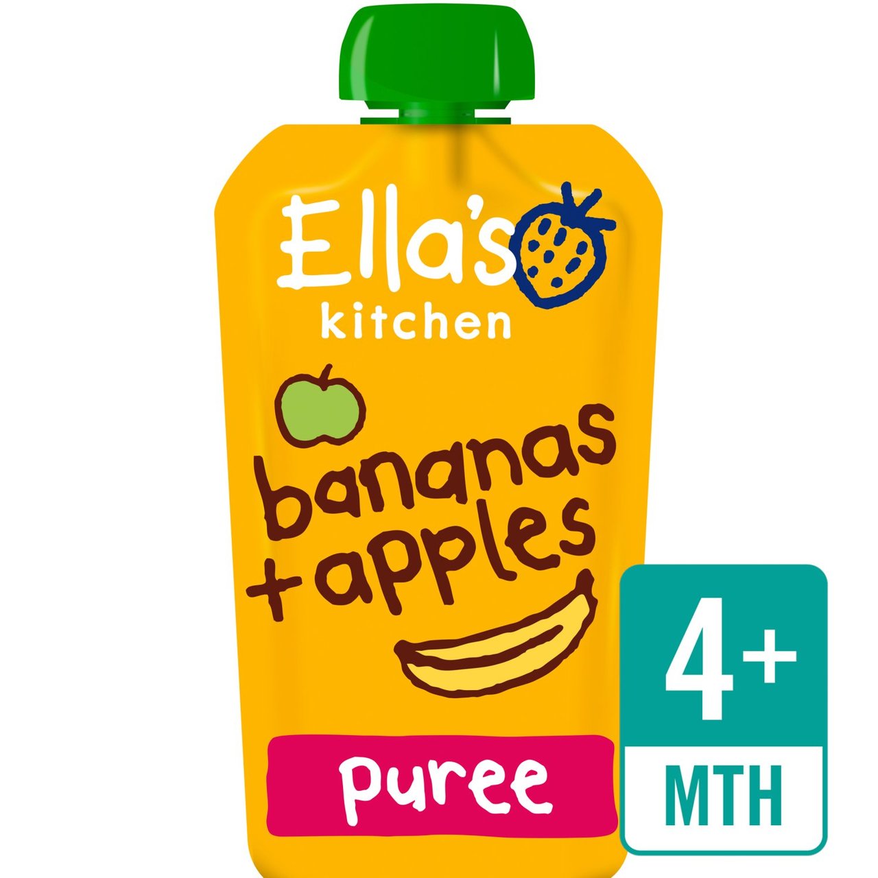 Ella's Kitchen Bananas and Apples Organic Puree Pouch, 4 mths+ 120g