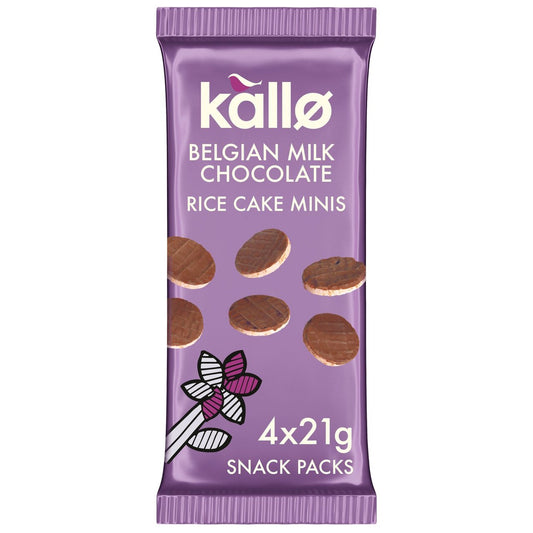 Kallo Belgian Milk Chocolate Mini Rice Cakes Multipack 4 x 21g