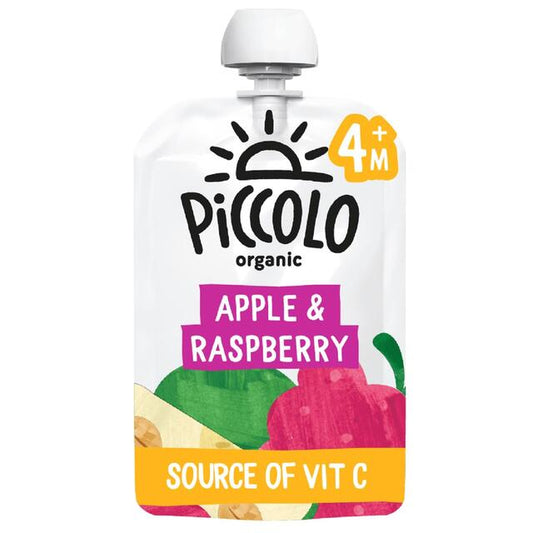 Piccolo Apple & Raspberry Organic Pouch, 6 mths+ 100g