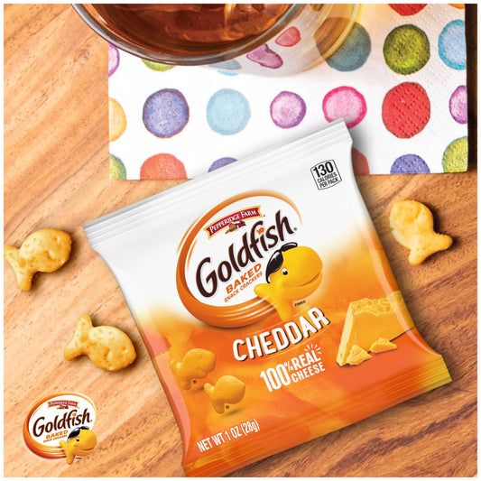 Goldfish Cheddar Cheese Crackers, Snack Packs, 1 oz, 12 Count Multi-Pack Tray