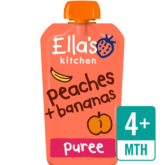 Ella's Kitchen Peaches & Bananas Puree Pouch, 4 mths+ 120g