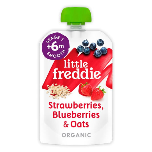 Little Freddie Strawberries, Blueberries & Oats Organic Pouch, 6 mths+ 100g