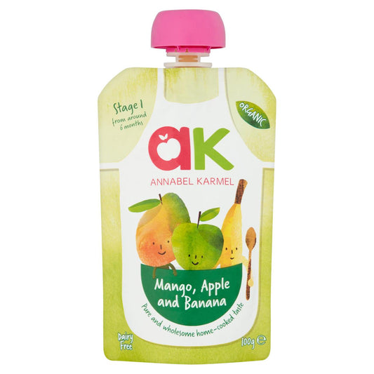 Annabel Karmel Organic Mango Apple & Banana Pouch, 6 mths+ 100g