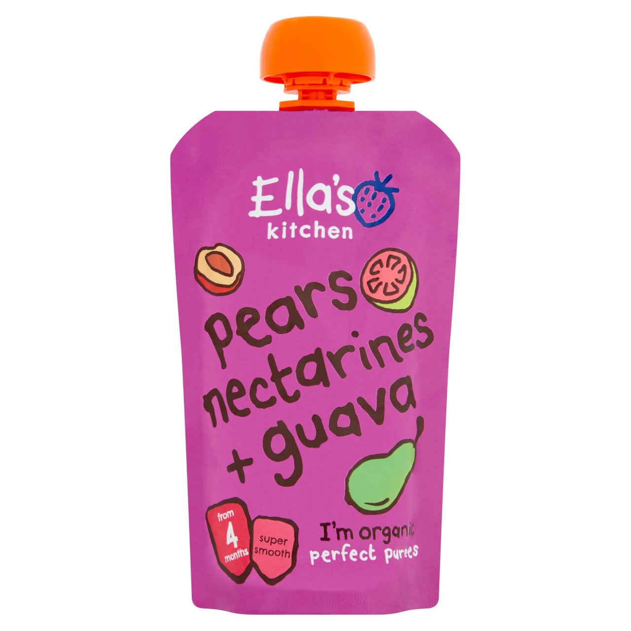 Ella's Kitchen Pears, Nectarines & Guavas Organic Puree Pouch, 4 mths+ 120g