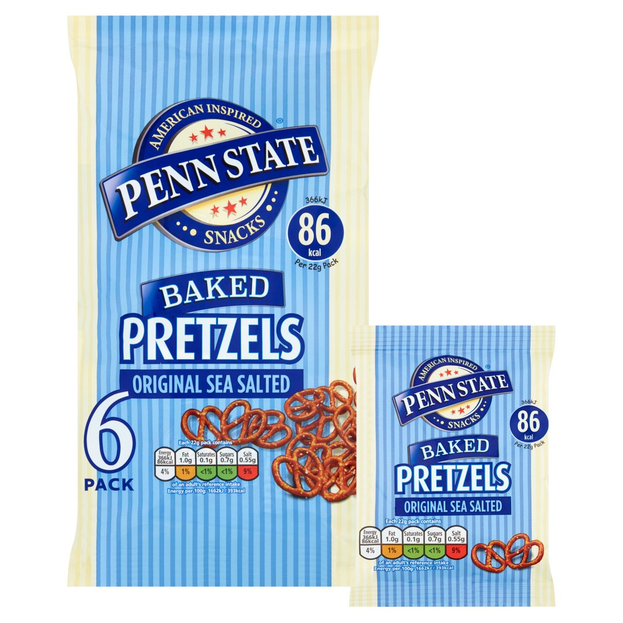 Penn State Sea Salted Multipack Pretzels 6 x 22g