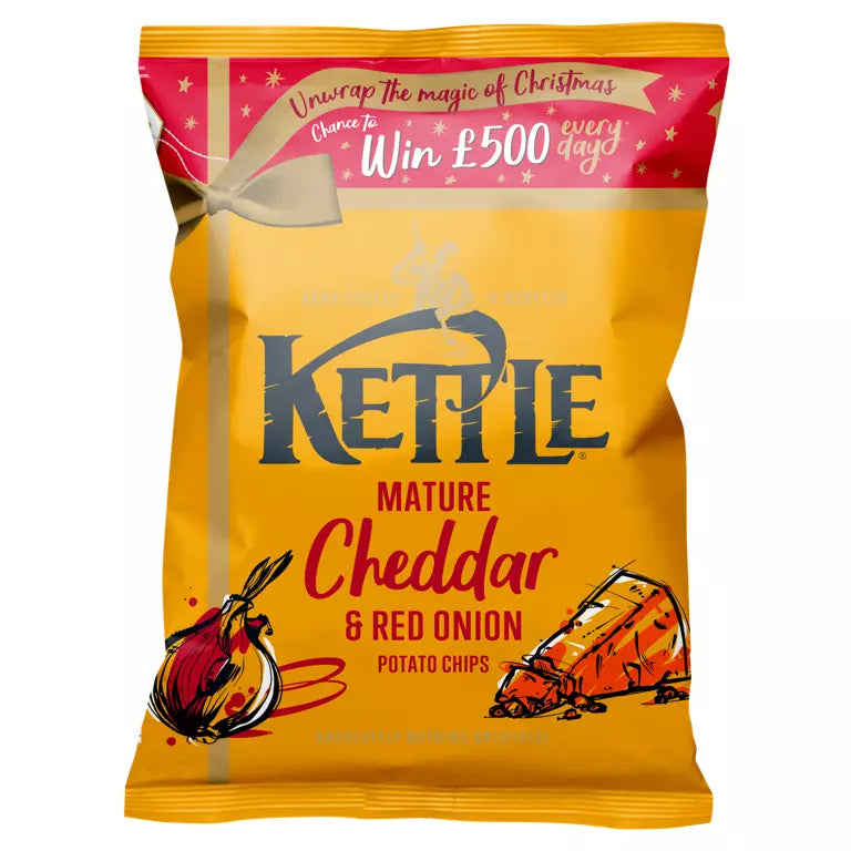 KETTLE CHEDDAR MATURE CHEDDAR & RED ONION POTATO CHIPS