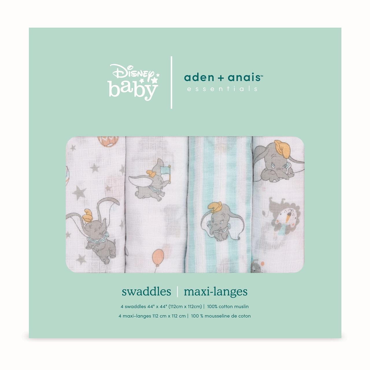 Aden + Anais Muslin Swaddle Blankets Dumbo 4 per pack