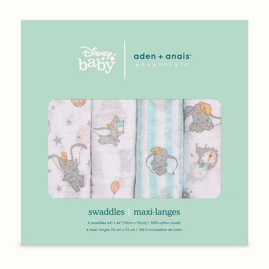 Aden + Anais Muslin Swaddle Blankets Dumbo 4 per pack