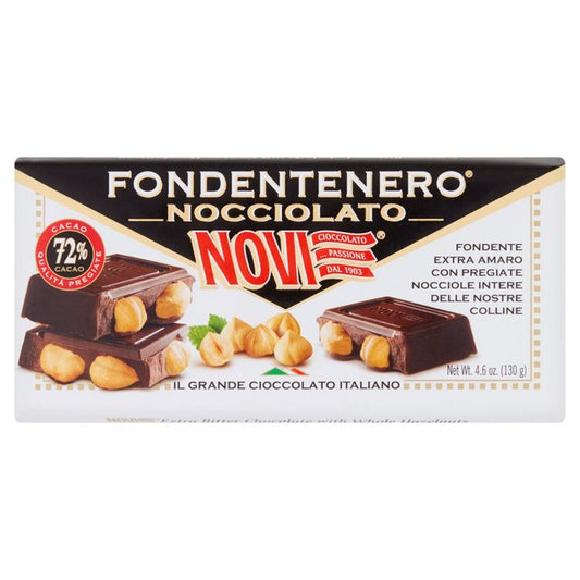 Novi Fondentenero Extra Dark Chocolate with Whole Hazelnuts 130g
