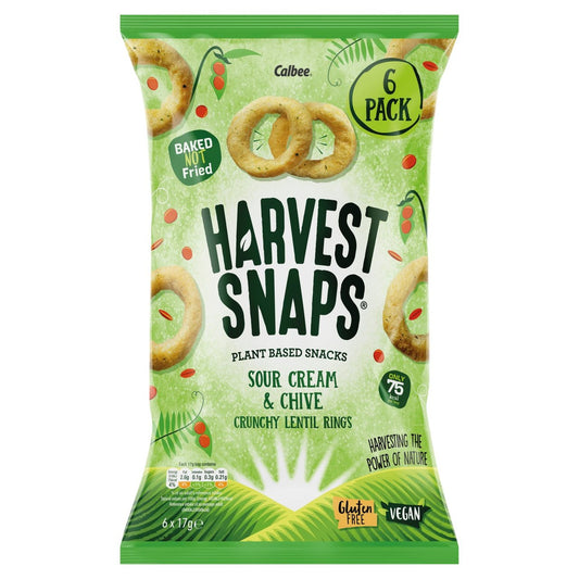 Harvest Snaps Lentil Ring Sour Cream & Chive Multipack Snacks 6 per pack