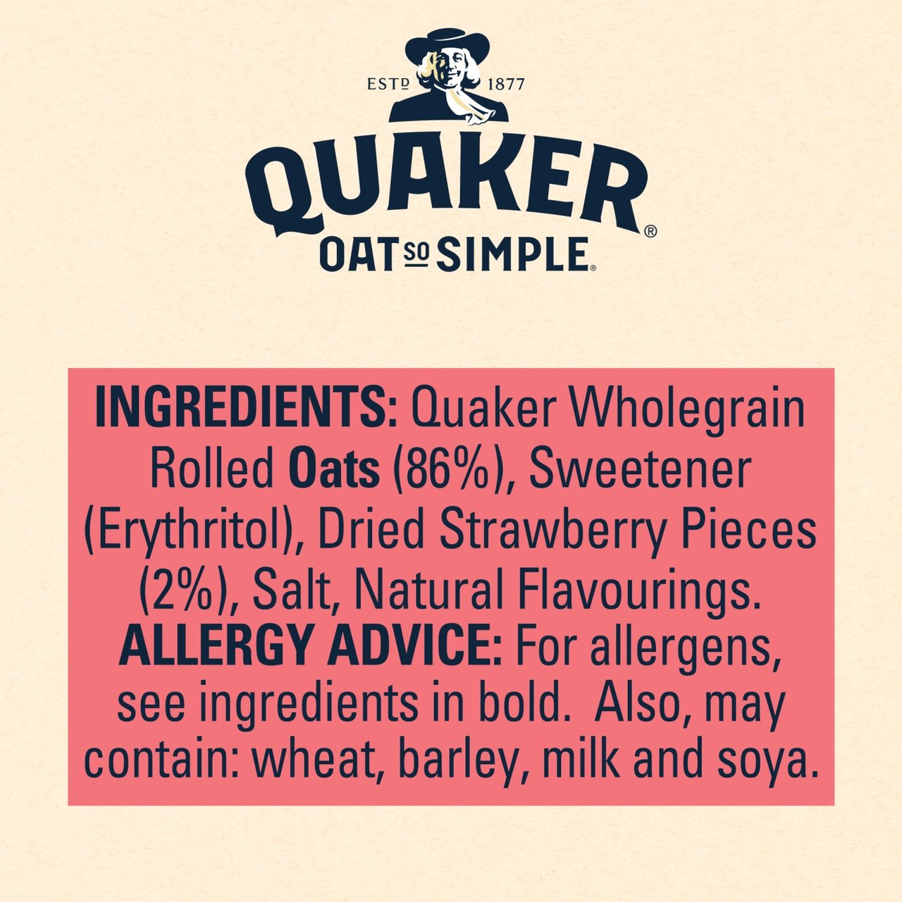 Quaker Oat So Simple Simply Strawberry Porridge Cereal No Added Sugar