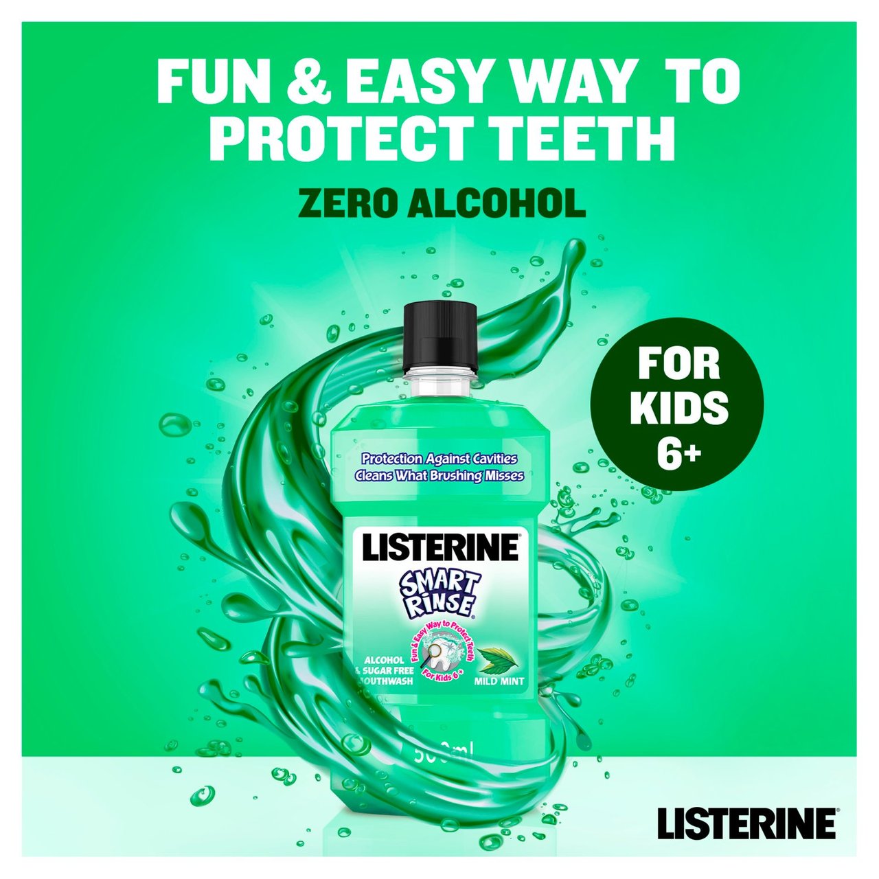 Listerine Smart Rinse Mild Mint for Kids 6+ 500ml