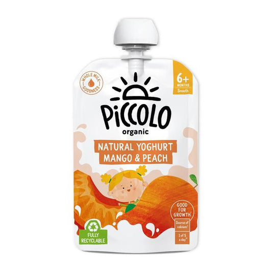 Piccolo Natural Yoghurt Mango & Peach Organic Pouch 6mths+ 100g