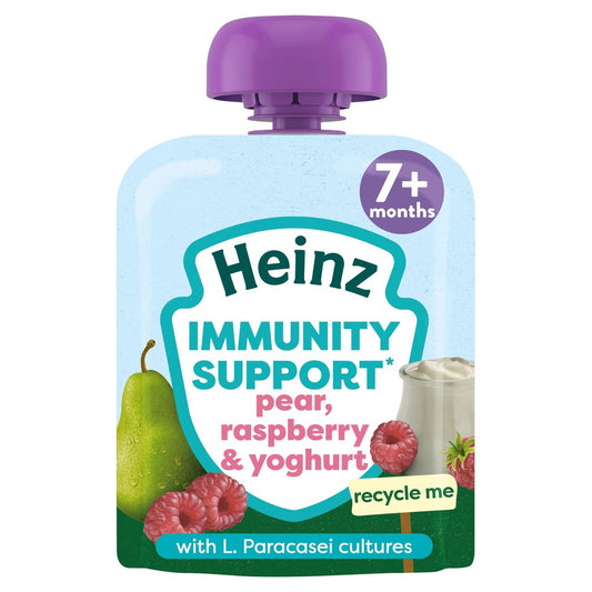 Heinz Immunity Support Baby Pouches, Pear Raspberry & Yogurt 7M+ 85g
