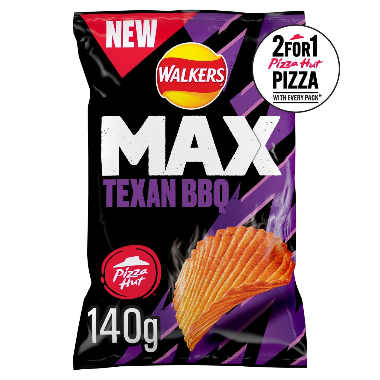 Walkers Max Pizza Hut Texan BBQ Sharing Crisps 140g