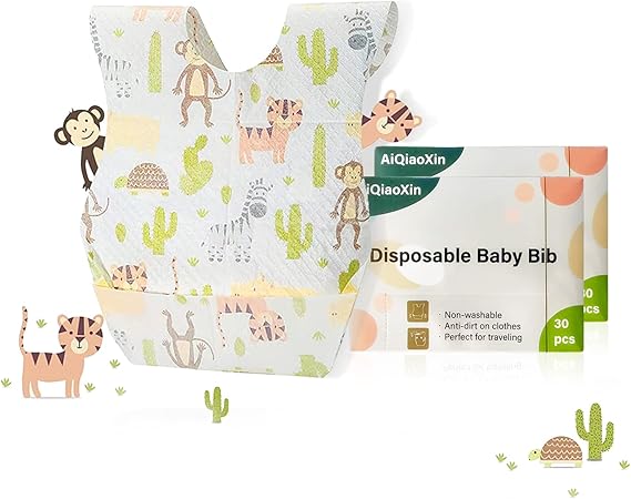 AiQiaoXin Baby Disposable Bibs-Individually Packaged,Soft, Leak Proof and Convenient, disposable bibs for toddlers