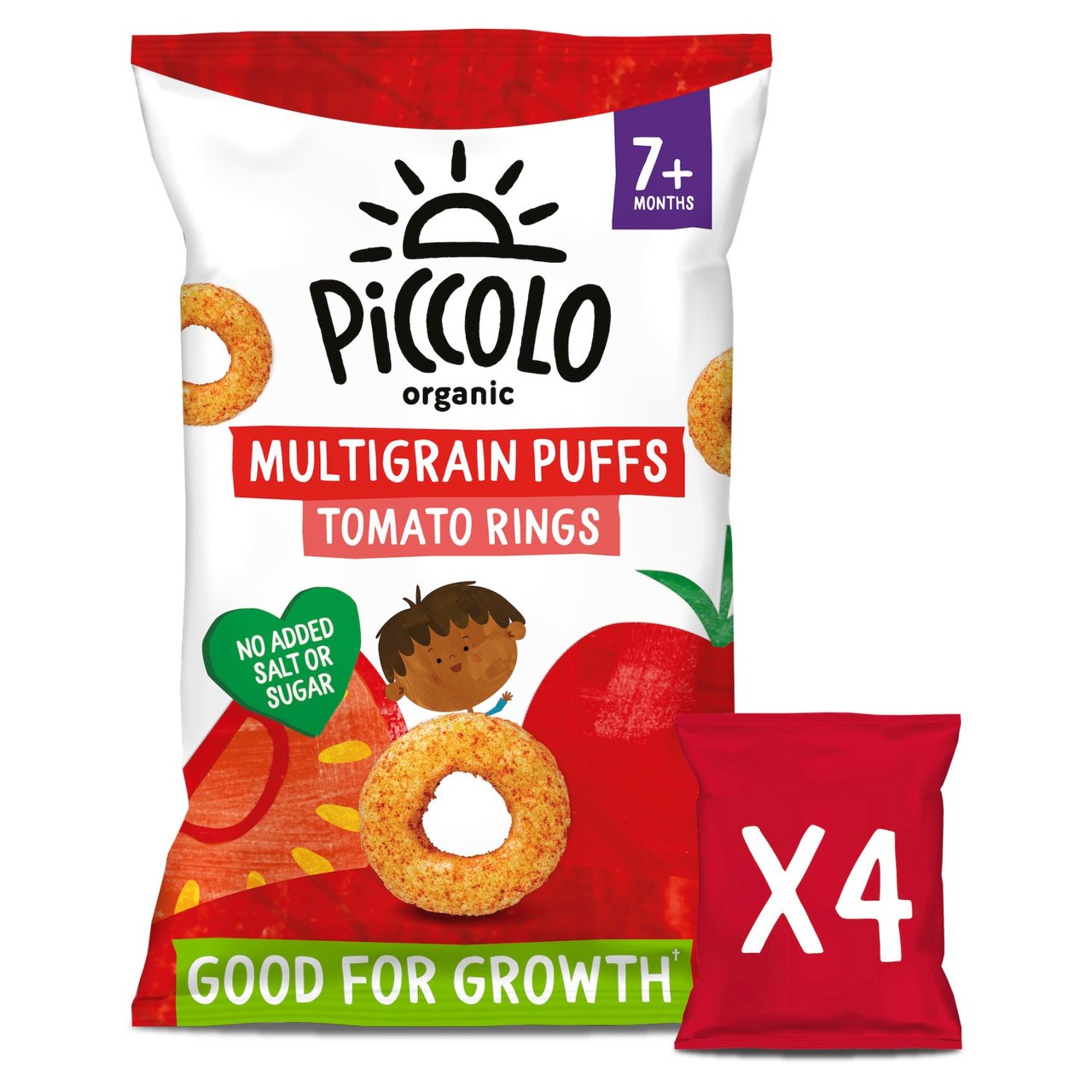 Piccolo Baby Food Tomato Puff rings Multipack Snack 4 x 15g