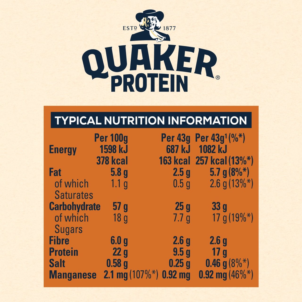 Quaker Oat So Simple Protein Peanut Butter Porridge Sachets Cereal 8 x 1 per pack