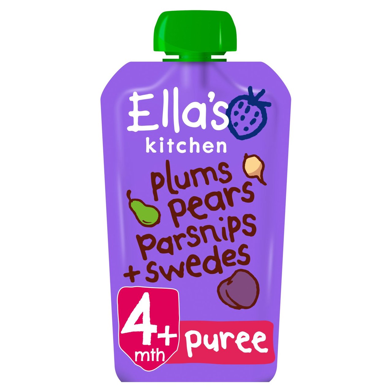 Ella's Kitchen Plums, Pears, Parsnip & Swede Organic Puree Pouch, 4 mths+ 120g