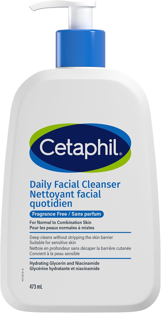 Cetaphil Daily Facial Cleanser (473ml) - Derm Recommended Face Wash
