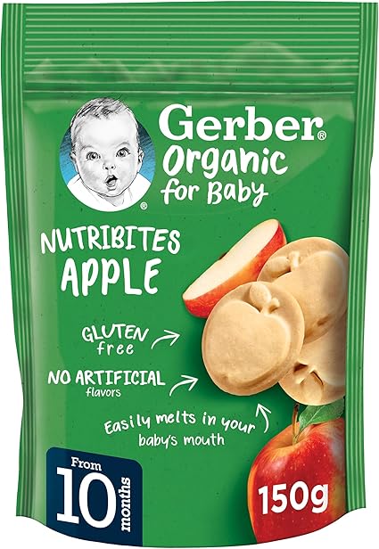 Nestle Gerber Organic Nutribites Apple Biscuits Baby Food, 150g Pouch