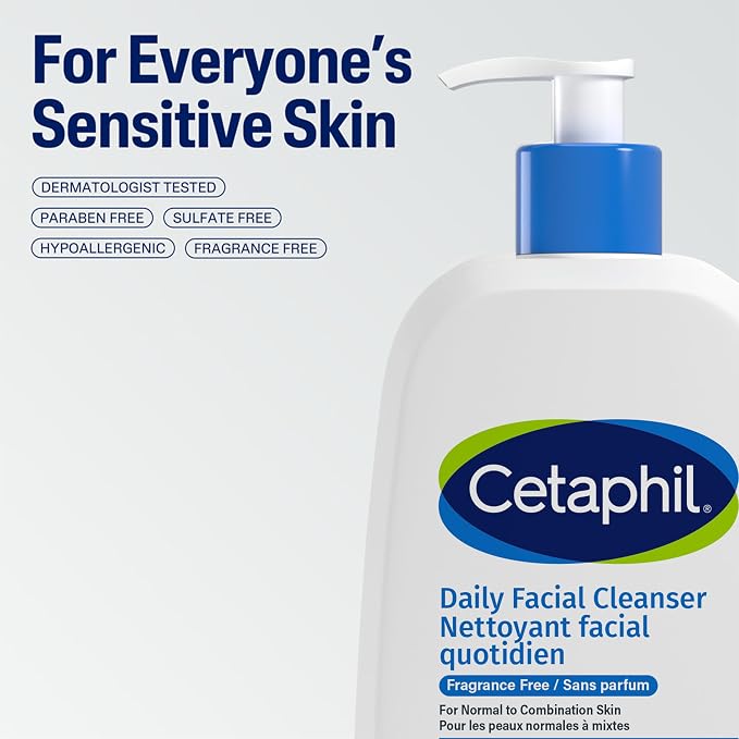 Cetaphil Daily Facial Cleanser (473ml) - Derm Recommended Face Wash