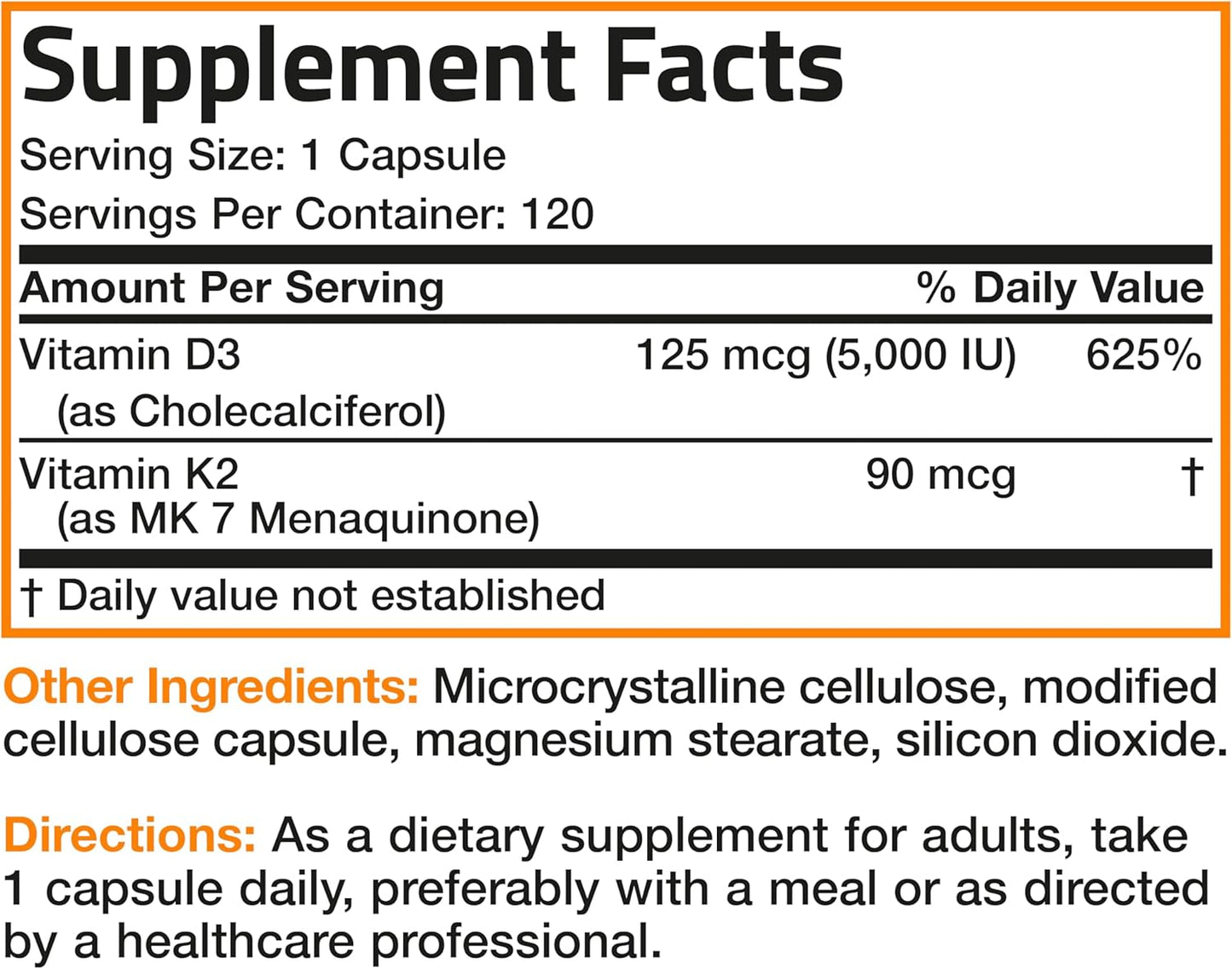 Bronson Vitamin K2 (MK7) with D3 Supplement Bone and Heart Health Non GMO & Gluten Free Formula - Easy to Swallow, 60 Capsules