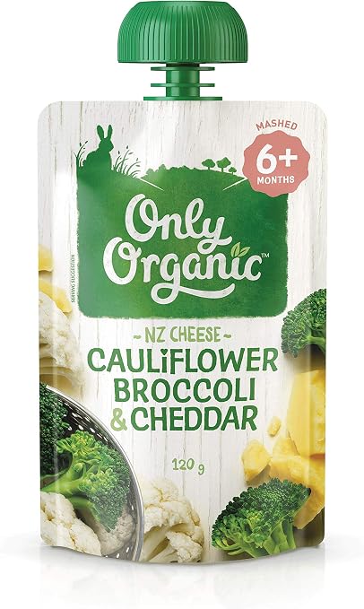 ONLY ORGANIC CAULIFLOWER BROCCOLI & CHEDDAR 120G