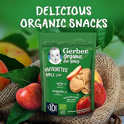 Nestle Gerber Organic Nutribites Apple Biscuits Baby Food, 150g Pouch