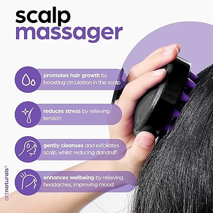 Artnaturals Organic Rosemary Castor Hair Oil + Scalp Massager 118ml ounces with Coconut & Olive Oil for Dry, Damaged & Split End