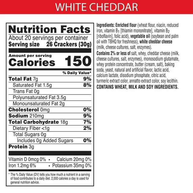 Cheez-It White Cheddar Cheese Crackers, 21 oz