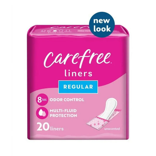 CAREFREE® Panty Liners, Regular, Unscented, 8 Hour Odor Control, 20ct