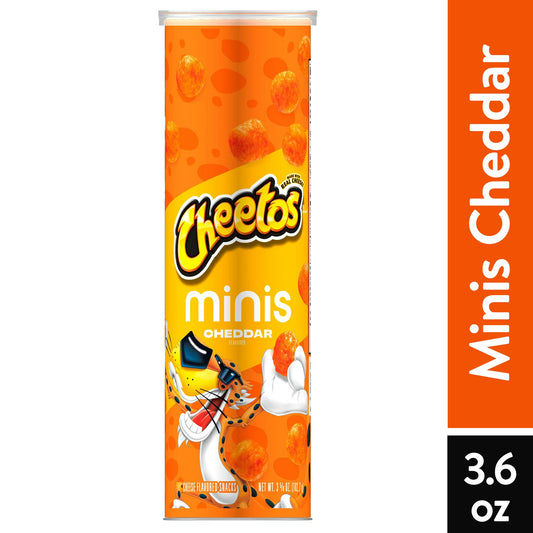 Cheetos Minis Cheddar Flavored Snack Chips Canister, 3.625 oz