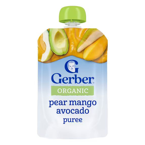 Gerber Organic Stage 2 Baby Food, Pear Mango Avocado Puree,